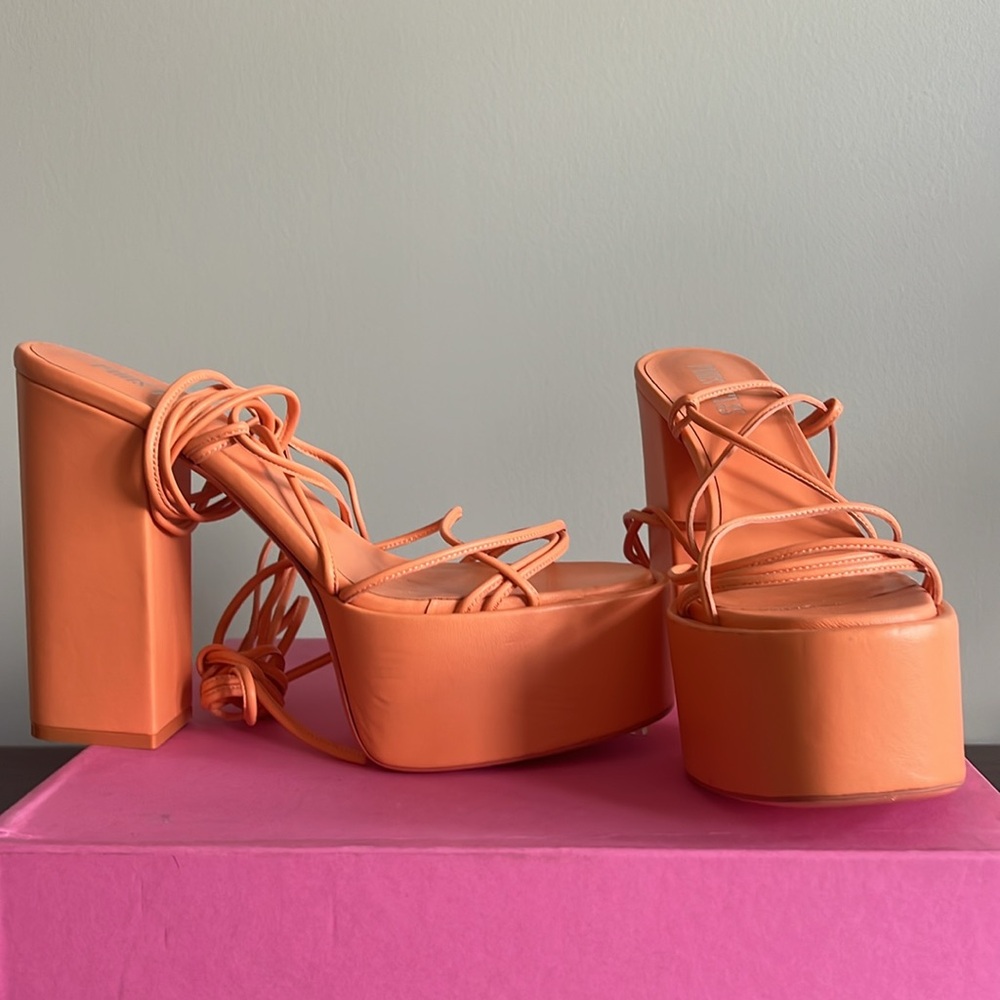 Paris Texas Peach Platform Sandals
